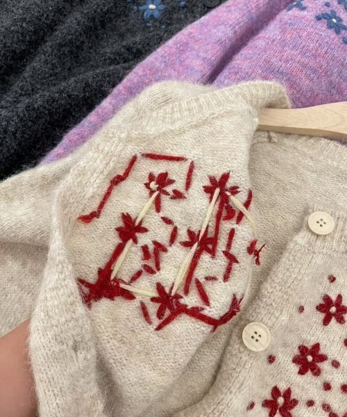 NANEA(ナネア)の「花刺繍ニットカーディガン(カーディガン/ボレロ・レディース・グレー/パープル/ベージュ・フリー)」の10枚目の写真