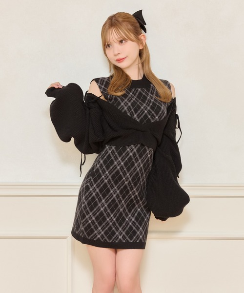 apres jour（アプレジュール）の「レイヤード風ニットワンピース（ワンピース・レディース・ブラック/ブラック系その他/スモークピンク・SMALL/MEDIUM/X-LARGE）」の9枚目の写真