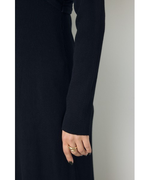 AZUL by moussy(アズールバイマウジー)の「アシンメトリーネックリブニットワンピース 秋服 冬服 春服 デート ホリデー オケージョン きれいめ フェミニン タイトワンピ(ワンピース・レディース・杢グレー/ブラック・MEDIUM/SMALL)」の10枚目の写真