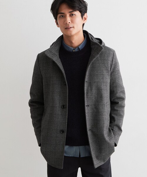 THE SHOP TK （ザ ショップ ティーケー ）の「【洗える／ビジネス兼用／2WAY】ウーリック スタンドカラーコート（その他アウター・メンズ・ネイビー/ブラック/グレー系その他2・03/02/04）」の2枚目の写真