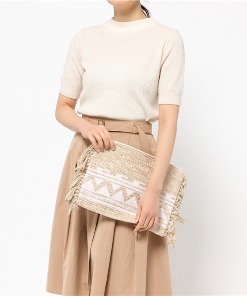 Lilas Campbell（リラキャンベル）の「LP MIX Linencluchortega（クラッチバッグ・レディース・ホワイト/ブラック・FREE）」の7枚目の写真