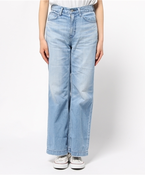 X-girl（エックスガール）の「【NYLON JAPAN掲載】DENIM BAGGY PANTS /デニムパンツ/バギー/太めシルエット/トレンド/インディゴ（デニムパンツ・レディース・インディゴブルー/ライトインディゴブルー・1/0/2）」の3枚目の写真