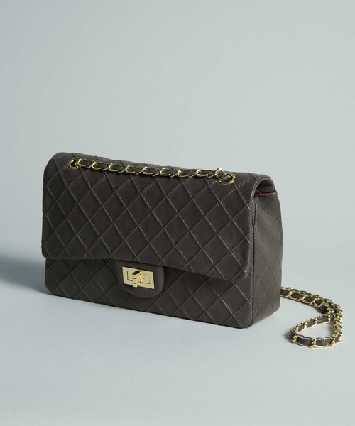 PLAIN CLOTHING(プレーンクロージング)の「ダイヤ柄ステッチバッグ【PLAIN CLOTHING】(ショルダーバッグ・レディース・ブラック/グレー・FREE)」の1枚目の写真