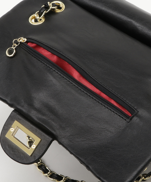 PLAIN CLOTHING(プレーンクロージング)の「ダイヤ柄ステッチバッグ【PLAIN CLOTHING】(ショルダーバッグ・レディース・ブラック/グレー・FREE)」の5枚目の写真