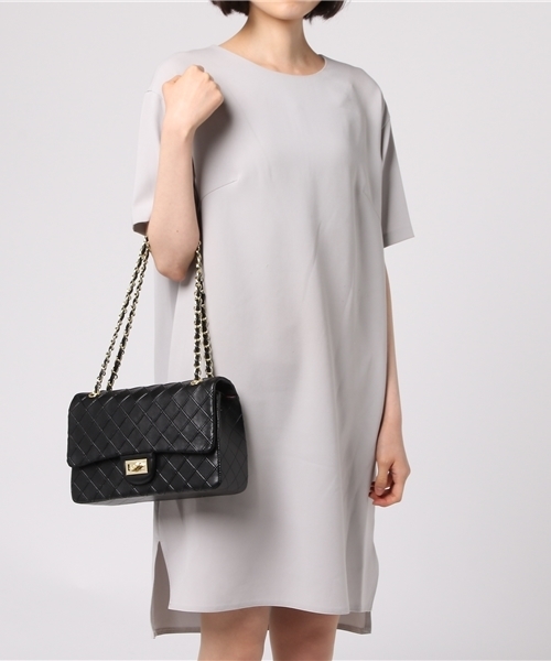 PLAIN CLOTHING(プレーンクロージング)の「ダイヤ柄ステッチバッグ【PLAIN CLOTHING】(ショルダーバッグ・レディース・ブラック/グレー・FREE)」の7枚目の写真