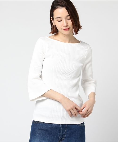 COLONY 2139（コロニートゥーワンスリーナイン）の「C100テレコ2ＷＡＹぺプラム5分袖プルオーバー（Tシャツ/カットソー・レディース・ネイビー/ブルー系その他/ホワイト/ホワイト系その他/レッド・FREE）」の12枚目の写真