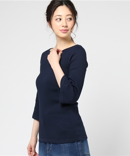 COLONY 2139（コロニートゥーワンスリーナイン）の「C100テレコ2ＷＡＹぺプラム5分袖プルオーバー（Tシャツ/カットソー・レディース・ネイビー/ブルー系その他/ホワイト/ホワイト系その他/レッド・FREE）」の14枚目の写真