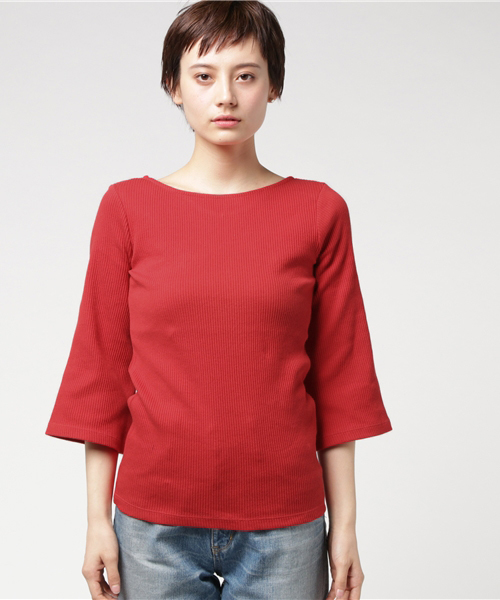 COLONY 2139（コロニートゥーワンスリーナイン）の「C100テレコ2ＷＡＹぺプラム5分袖プルオーバー（Tシャツ/カットソー・レディース・ネイビー/ブルー系その他/ホワイト/ホワイト系その他/レッド・FREE）」の6枚目の写真