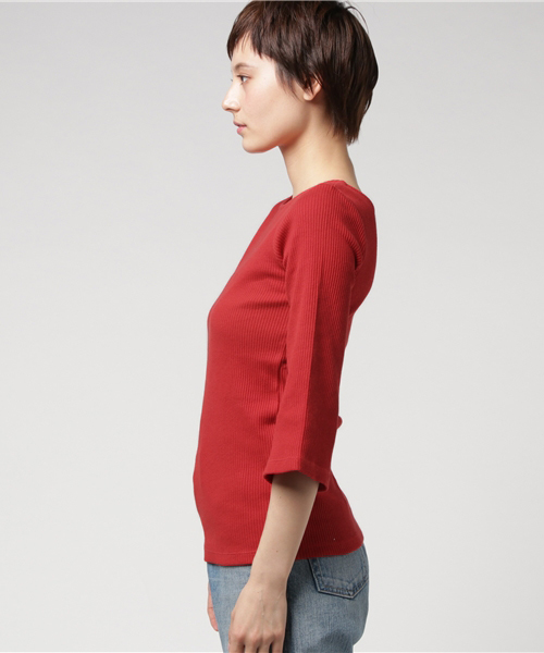 COLONY 2139（コロニートゥーワンスリーナイン）の「C100テレコ2ＷＡＹぺプラム5分袖プルオーバー（Tシャツ/カットソー・レディース・ネイビー/ブルー系その他/ホワイト/ホワイト系その他/レッド・FREE）」の7枚目の写真