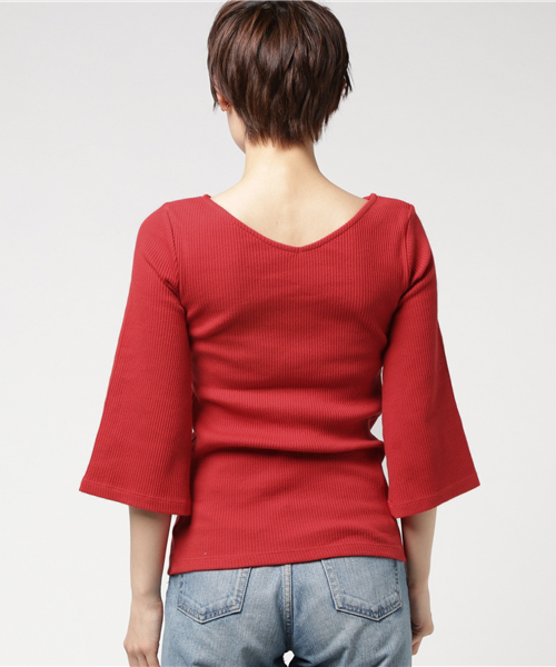 COLONY 2139（コロニートゥーワンスリーナイン）の「C100テレコ2ＷＡＹぺプラム5分袖プルオーバー（Tシャツ/カットソー・レディース・ネイビー/ブルー系その他/ホワイト/ホワイト系その他/レッド・FREE）」の8枚目の写真