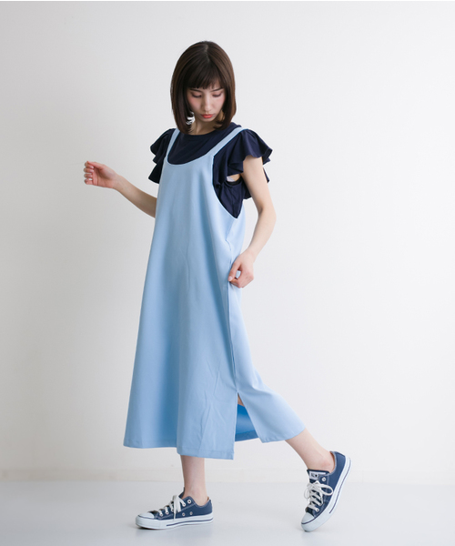 MERLOT（メルロー）の「ジャンパースカート4928（ジャンパースカート・レディース・ネイビー/ピンク/ライトブルー/カーキ・FREE）」の2枚目の写真