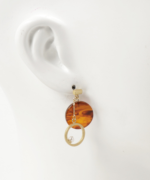TONE SELECT GOODS(トーンセレクトグッズ)の「【bea-jux】真鍮リングシリーズ/マルチピアス(ピアス(両耳用)・レディース・ブラウン/グレー・FREE)」の4枚目の写真