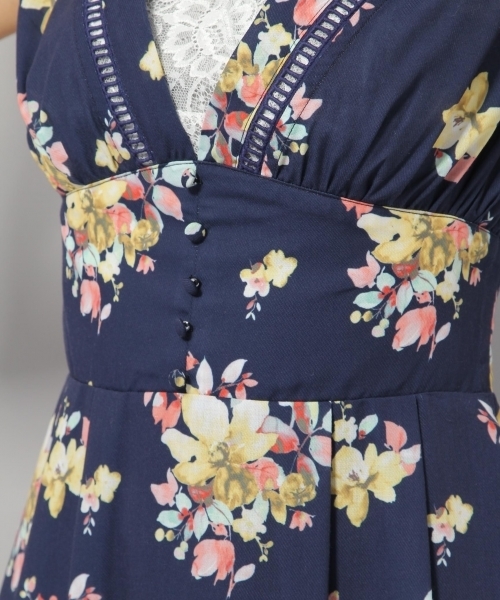 Andemiu（アンデミュウ）の「スイサイフラワーカマーワンピース790802（ワンピース・レディース・ネイビー/ブラック/イエロー・MEDIUM/SMALL）」の9枚目の写真