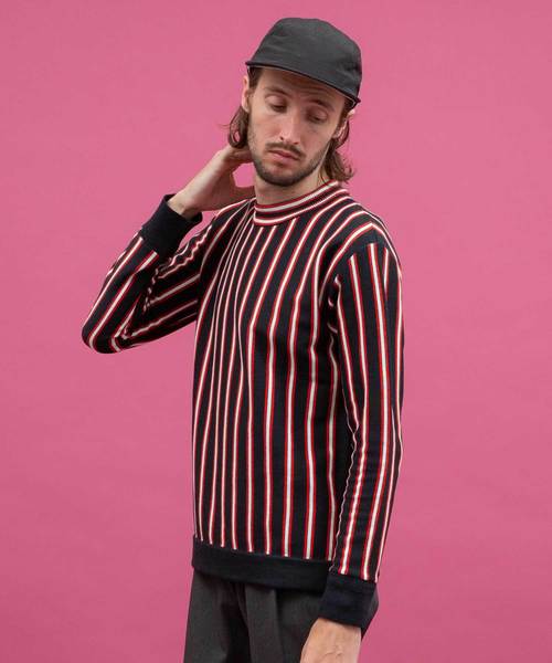 UNITED TOKYO（ユナイテッドトウキョウ）の「ダブルストライプニットプルオーバー（ニット/セーター・メンズ・ネイビー/ブラウン/オフホワイト・1/2/3）」の4枚目の写真