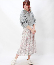 花柄タックロングスカート