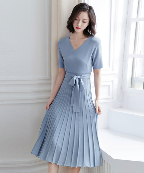 セール カシュクールネックリブプリーツワンピース ワンピース Saison De Papillon セゾンドパピヨン のファッション通販 Zozotown