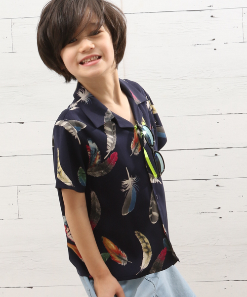BAYFLOW（ベイフロー）の「[KIDS]フェザーガラ　S/Sシャツ（シャツ/ブラウス・キッズ・ネイビー/オフホワイト・SMALL/MEDIUM/LARGE/X-LARGE/XX-LARGE）」の10枚目の写真