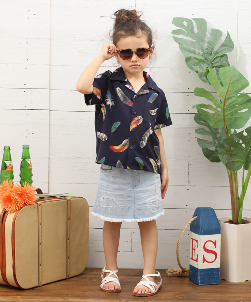 BAYFLOW（ベイフロー）の「[KIDS]フェザーガラ　S/Sシャツ（シャツ/ブラウス・キッズ・ネイビー/オフホワイト・SMALL/MEDIUM/LARGE/X-LARGE/XX-LARGE）」の14枚目の写真