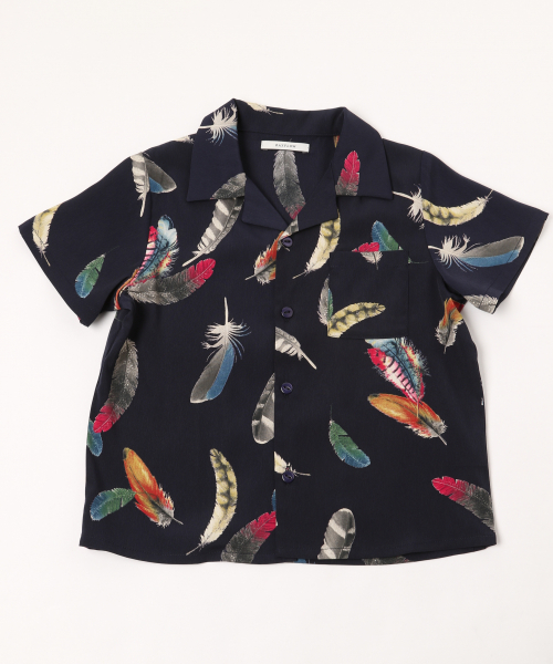 BAYFLOW（ベイフロー）の「[KIDS]フェザーガラ　S/Sシャツ（シャツ/ブラウス・キッズ・ネイビー/オフホワイト・SMALL/MEDIUM/LARGE/X-LARGE/XX-LARGE）」の3枚目の写真