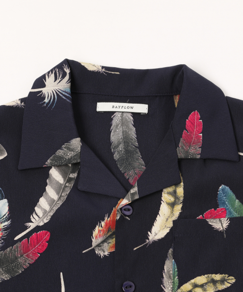 BAYFLOW（ベイフロー）の「[KIDS]フェザーガラ　S/Sシャツ（シャツ/ブラウス・キッズ・ネイビー/オフホワイト・SMALL/MEDIUM/LARGE/X-LARGE/XX-LARGE）」の7枚目の写真