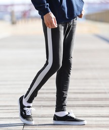 jiggys shop | スウェット デニム イージーパンツ ジップ スキニー テーパードパンツ ワンマイルウェア(スウェットパンツ)