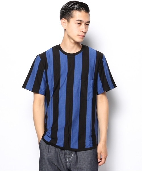 WEGO(ウィゴー)の「WEGO/ボールドストライプTシャツ(Tシャツ/カットソー・メンズ・ホワイト/ブルー・MEDIUM/LARGE)」の1枚目の写真