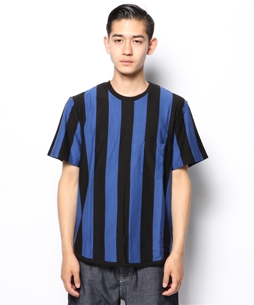 WEGO(ウィゴー)の「WEGO/ボールドストライプTシャツ(Tシャツ/カットソー・メンズ・ホワイト/ブルー・MEDIUM/LARGE)」の9枚目の写真