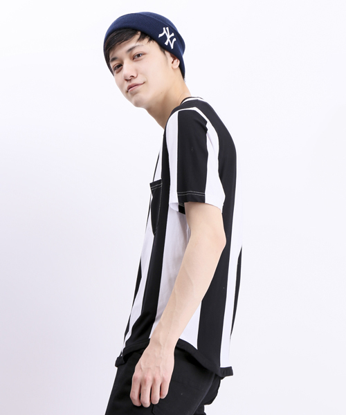 WEGO(ウィゴー)の「WEGO/ボールドストライプTシャツ(Tシャツ/カットソー・メンズ・ホワイト/ブルー・MEDIUM/LARGE)」の4枚目の写真