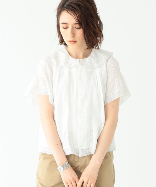 「BEAMS BOY」 半袖ブラウス ONE SIZE クリーム レディース BEAMS BOY 「BEAMS BOY」 半袖ブラウス ONE SIZE ホワイト系