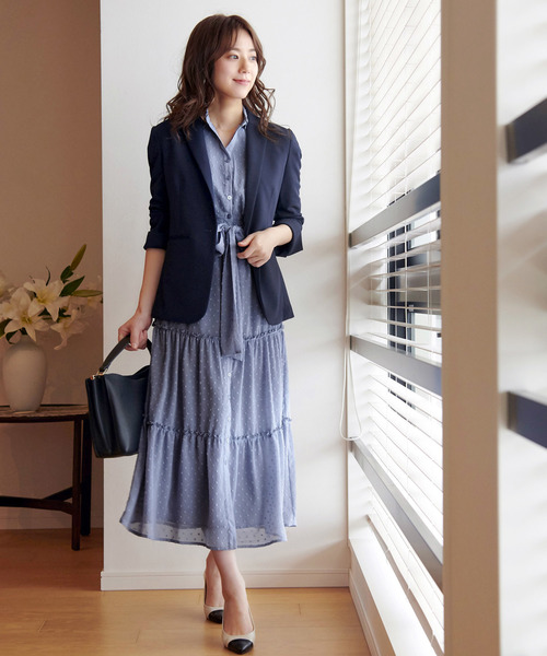デイリー 半袖 プリーツ シャツ  ワンピース ドレス daily daily super stretch pleats one piece / デイリー