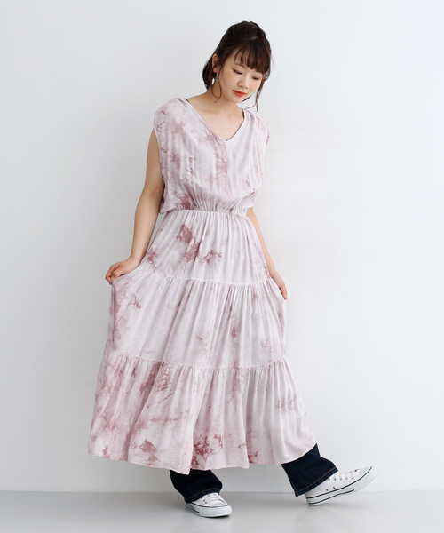 ワンピース Merlot メルロー のワンピース タイダイ染めティアードワンピース1854 を購入できます Merlot ワンピースタイダイ染めティアードワンピース1854 ワンピース Merlot メルロー のファッション