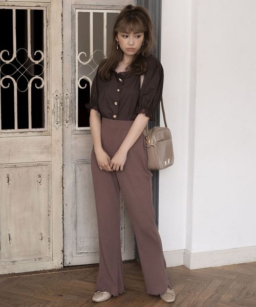 one after another NICE CLAUP（ワンアフターアナザーナイスクラップ）の「テレコフレアパンツ（その他パンツ・レディース・ベージュ/ブラウン/カーキ/アイボリー・FREE）」の17枚目の写真