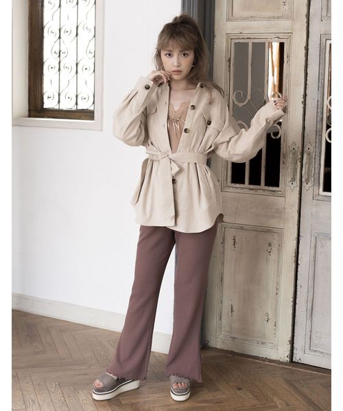 one after another NICE CLAUP（ワンアフターアナザーナイスクラップ）の「テレコフレアパンツ（その他パンツ・レディース・ベージュ/ブラウン/カーキ/アイボリー・FREE）」の10枚目の写真