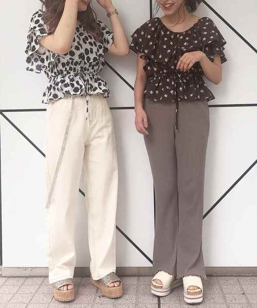 one after another NICE CLAUP（ワンアフターアナザーナイスクラップ）の「テレコフレアパンツ（その他パンツ・レディース・ベージュ/ブラウン/カーキ/アイボリー・FREE）」の20枚目の写真