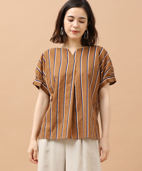 SALON adam et rope'（サロン アダム エ ロペ）の「60Sボイルローンブラウス（シャツ/ブラウス・レディース・ブラック/キャメル/グリーン・FREE）」の3枚目の写真
