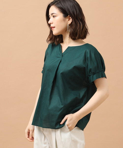 SALON adam et rope'（サロン アダム エ ロペ）の「60Sボイルローンブラウス（シャツ/ブラウス・レディース・ブラック/キャメル/グリーン・FREE）」の2枚目の写真