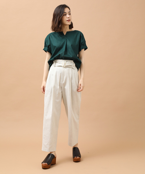 SALON adam et rope'（サロン アダム エ ロペ）の「60Sボイルローンブラウス（シャツ/ブラウス・レディース・ブラック/キャメル/グリーン・FREE）」の9枚目の写真
