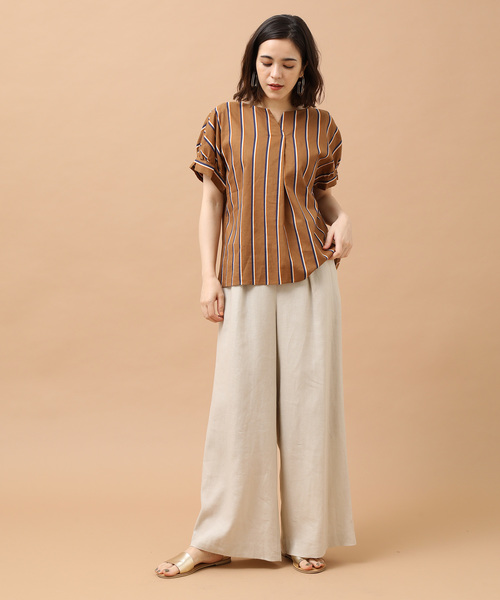 SALON adam et rope'（サロン アダム エ ロペ）の「60Sボイルローンブラウス（シャツ/ブラウス・レディース・ブラック/キャメル/グリーン・FREE）」の8枚目の写真