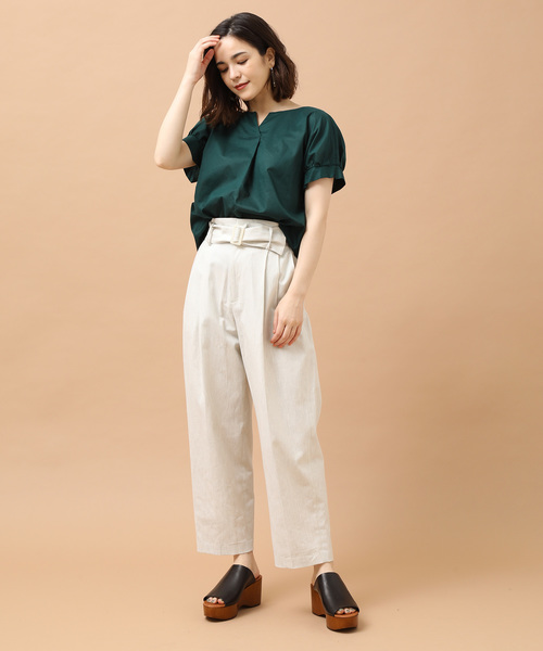 SALON adam et rope'（サロン アダム エ ロペ）の「60Sボイルローンブラウス（シャツ/ブラウス・レディース・ブラック/キャメル/グリーン・FREE）」の6枚目の写真