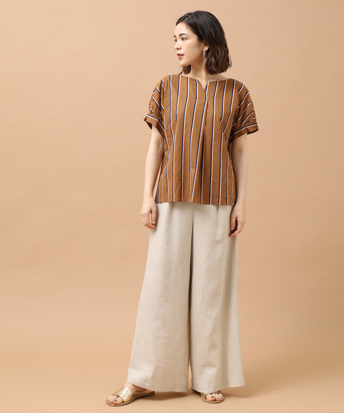 SALON adam et rope'（サロン アダム エ ロペ）の「60Sボイルローンブラウス（シャツ/ブラウス・レディース・ブラック/キャメル/グリーン・FREE）」の5枚目の写真