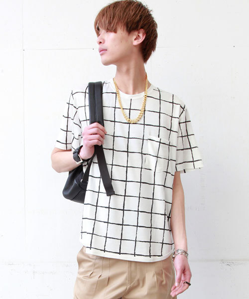 MIDWEST(ミッドウエスト)の「DISCOVERED クルーウインドペインTシャツ(Tシャツ/カットソー・メンズ・ブラック/ホワイト・3/2)」の1枚目の写真