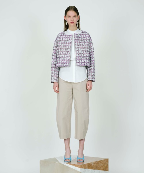 ESTNATION ツイード風ニットノーカラーショートジャケット ESTNATION（エストネーション）の「ESTNATION / ツイードノーカラー