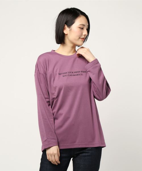 one way(ワンウェイ)の「刺繍ロゴ(Tシャツ/カットソー・レディース・ベージュ/パープル/ブラック/ホワイト・M)」の9枚目の写真