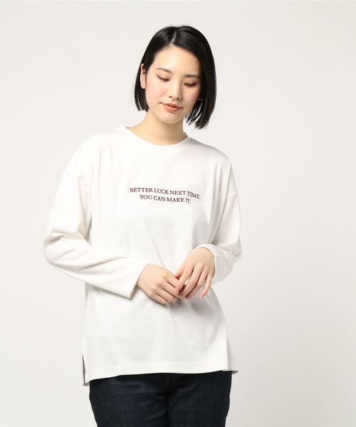 one way(ワンウェイ)の「刺繍ロゴ(Tシャツ/カットソー・レディース・ベージュ/パープル/ブラック/ホワイト・M)」の11枚目の写真
