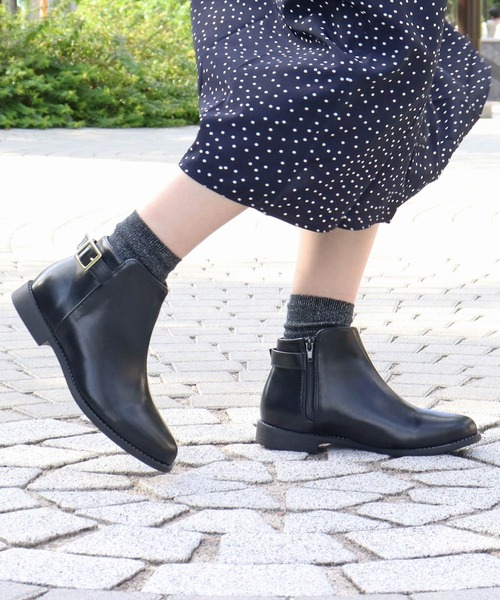 AAA+（サンエープラス）の「AAA / 美シルエットショートブーツ(3591)（ブーツ・レディース・ブラック/ダークブラウン/ブラック系その他/アイボリー・LL/SS/S/M/L/XL）」の3枚目の写真