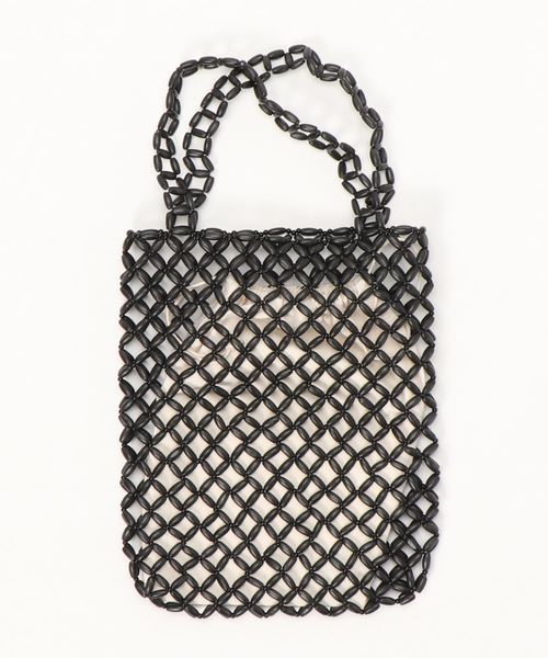 KOBE LETTUCE（コウベレタス）の「ウッドビーズトートバッグ（トートバッグ・レディース・ブラック/ベージュ/ブラウン・FREE）」の6枚目の写真