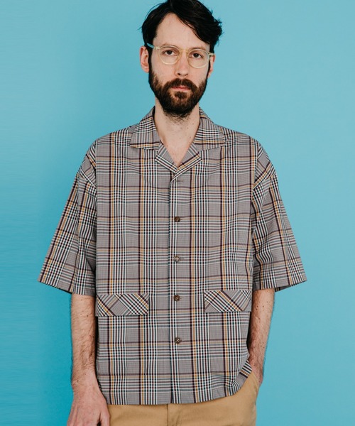 MR.OLIVE（ミスターオリーブ）の「【セットアップ対応】ソロテックス ストレッチチェック/ハーフスリーブ オーバーシャツ（シャツ/ブラウス・メンズ・ライトグリーン/ブラック・LARGE/SMALL/MEDIUM）」の2枚目の写真