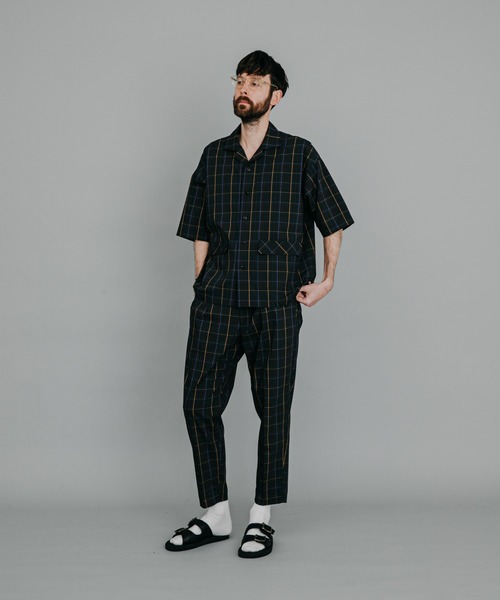 MR.OLIVE（ミスターオリーブ）の「【セットアップ対応】ソロテックス ストレッチチェック/ハーフスリーブ オーバーシャツ（シャツ/ブラウス・メンズ・ライトグリーン/ブラック・LARGE/SMALL/MEDIUM）」の7枚目の写真