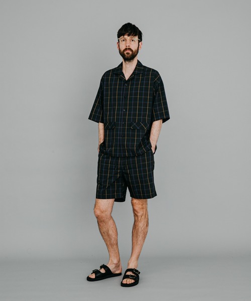 MR.OLIVE（ミスターオリーブ）の「【セットアップ対応】ソロテックス ストレッチチェック/ハーフスリーブ オーバーシャツ（シャツ/ブラウス・メンズ・ライトグリーン/ブラック・LARGE/SMALL/MEDIUM）」の8枚目の写真