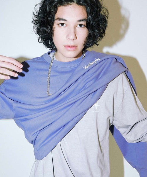 Mark Gonzales(マーク・ゴンザレス)の「『MARK GONZALES/マークゴンザレス』M/G SMALL SIGN LOGO CREWNECK/スモールサインロゴクルーネック/スウェット/トレーナー(スウェット・メンズ・グレー/ベージュ/ブラック/パープル・M)」の4枚目の写真